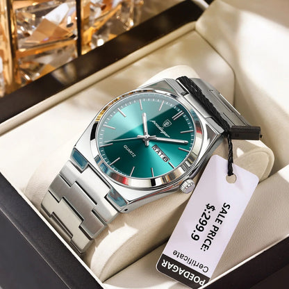 Poedagar Rexo Luxury watch- Silver Green